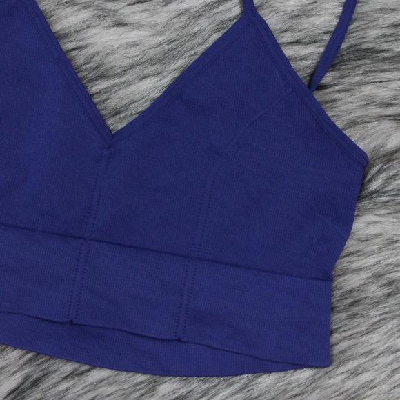 Free People Seamless Low Back Navy Blue Bralette - Picture 3 of 6